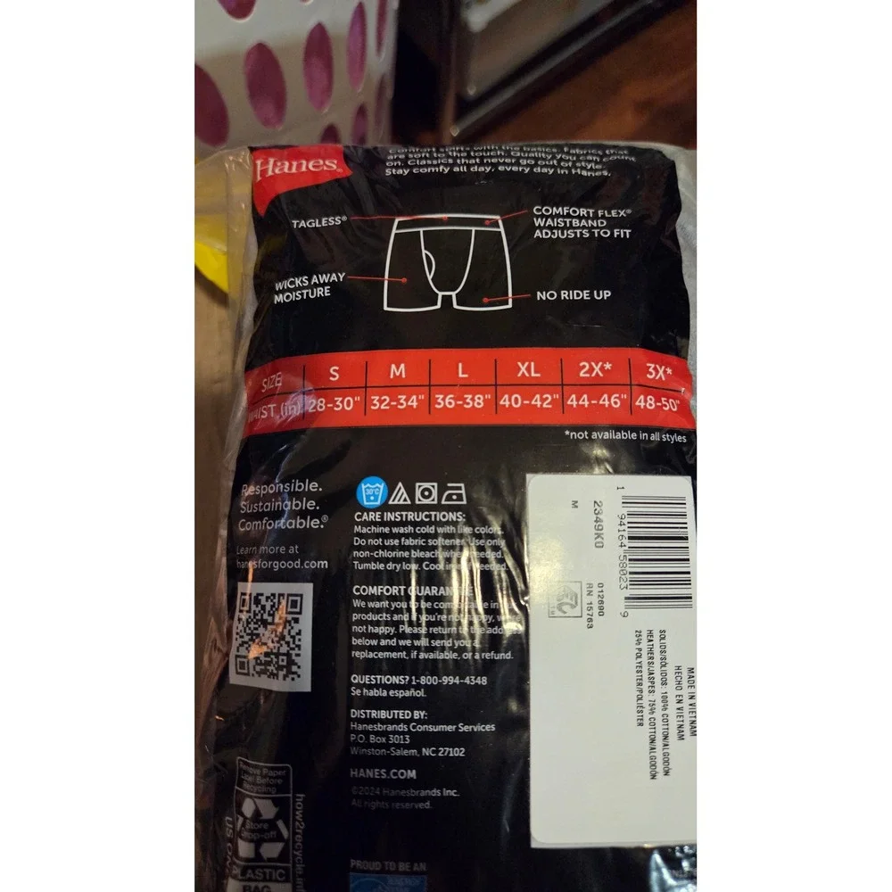 Hanes Mens 10 Pack Tagless Boxer Briefs Black Grey Cool Comfort Size M 32-34
